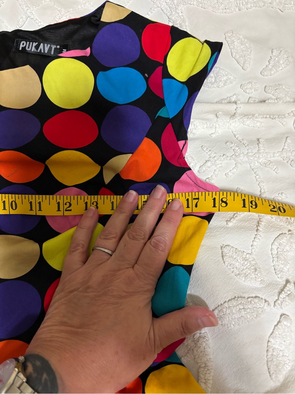 Vintage-Inspired Multicolor Polka Dot Fit & Flare Dress - M - Picture 7 of 10